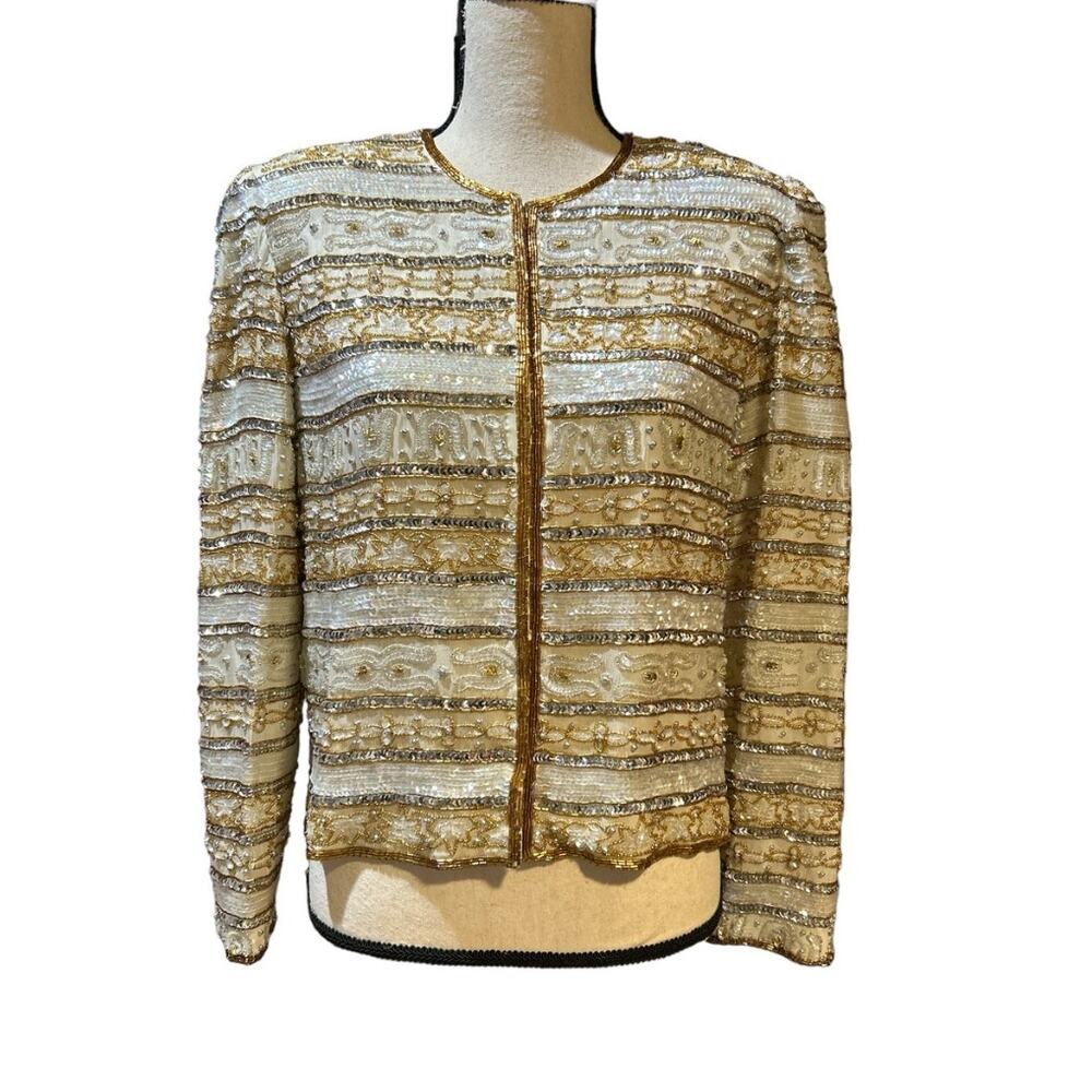 Vintage Nina Piccalino silk sequin jacket size 12